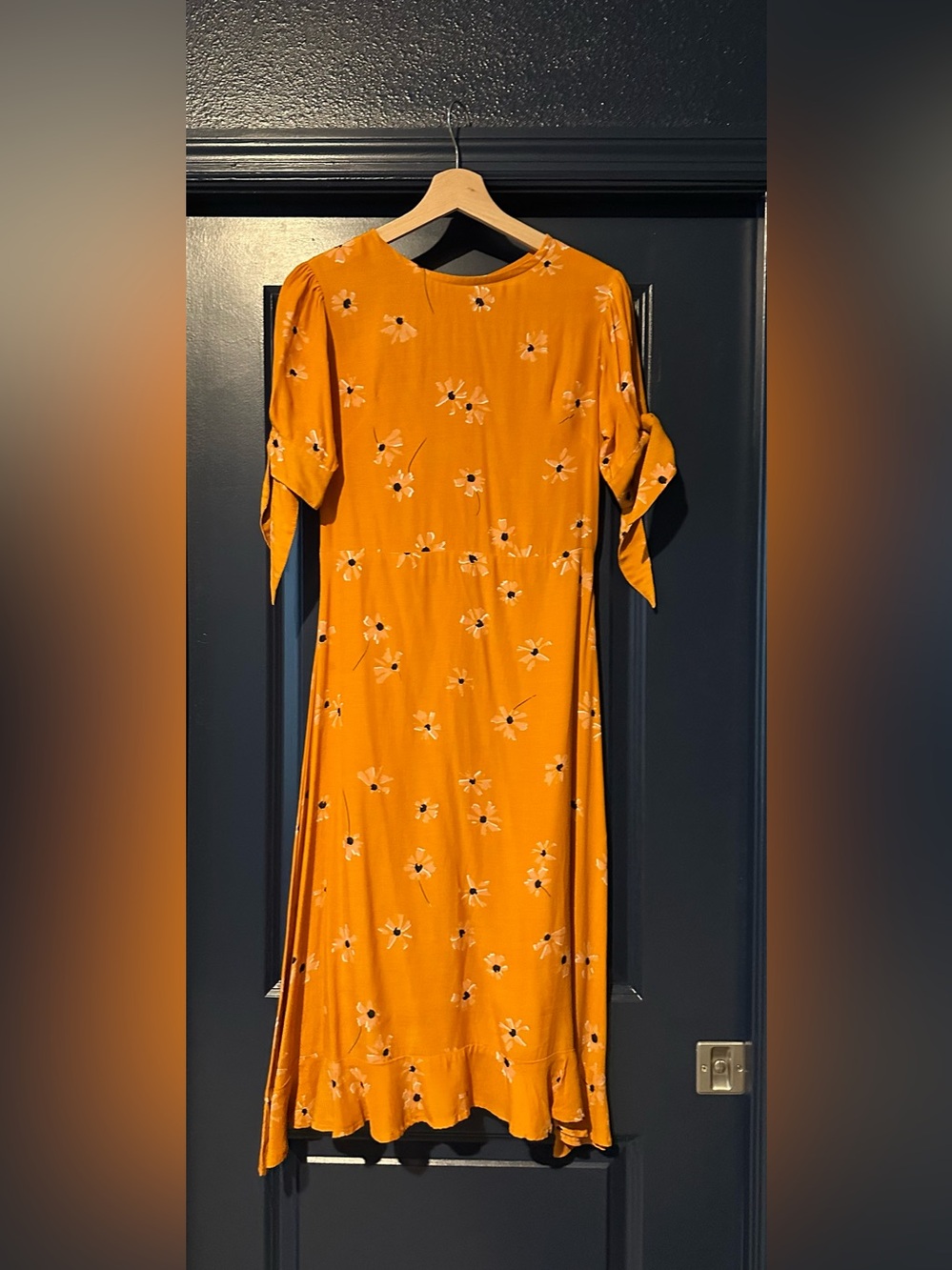 Faithfull the Brand Floral A-Line Midi Dress Fall Orange & White XS